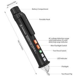 Voltage Tester, Meterk Non-Contact Voltage Tester Pen with Alarm Mode & Live/Null Wire Judgment, LED Flashlight Beeper Multi-sensor, 12V-1000V/48V-1000V Electric Voltage Detector Pen