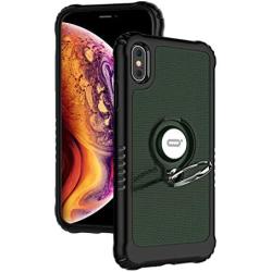 ICONFLANG Compatible Phone Case for iPhone Xs Max 6.5'' with Ring Kickstand 360 Degree Rotating Drop Airbag Protection Shock Absorption Case [Compatible Magnetic Car Mount case] (Dark Green)