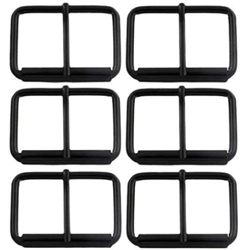 BIKICOCO 2 Roller Pin Buckles Handmade Hardware for Bags Leather Belt Webbing Straps, Black - Pack of 6