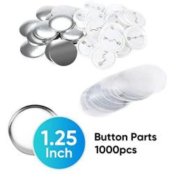 Button Parts for Badge, 1000pcs 1-1/4'' /32mm/ 1.25 inch DIY Blank Top/Bottom Cover Clip Pin Badge Button Parts Consumables for Pro Button Maker