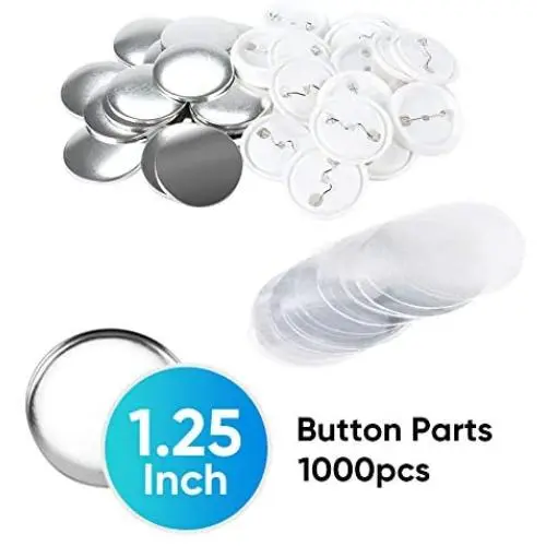 Button Parts for Badge, 1000pcs 1-1/4'' /32mm/ 1.25 inch DIY Blank Top/Bottom Cover Clip Pin Badge Button Parts Consumables for Pro Button Maker Button Parts for Badge, 1000pcs 1-1/4'' /32mm/ 1.25 inch DIY Blank Top/Bottom Cover Clip Pin Badge Button Parts Consumables for Pro Button Maker