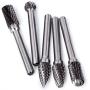 Tonsiki 5 Pieces 10mm Head Tungsten Carbide Rotary Burr Carving Bit Set with 1/4 Inch(6mm) Shank for DIY Woodworking, Carving, Engraving, Drilling