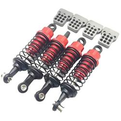 freneci 4Pcs Shock Absorber 55mm Aluminum Front Rear Adjustable Assembled Spring Damper for 1/16 RC Cars Pickup Truck Upgrade Parts - Red