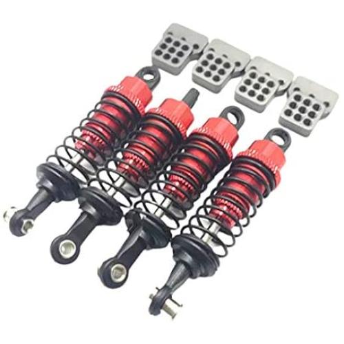 freneci 4Pcs Shock Absorber 55mm Aluminum Front Rear Adjustable Assembled Spring Damper for 1/16 RC Cars Pickup Truck Upgrade Parts - Red