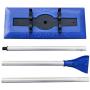 Snow Joe SJBLZD 2-in-1 Snow Broom with 18-Inch Foam Head + Large Ice Scraper, Blue