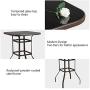 VINGLI Outdoor Bar Table Bistro Table Metal Frame Patio Bar Table, Tempered Glass Table Top All Weather Outdoor Bar Height (Brown)