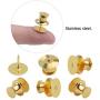Tie Tacks and Clutch Backs Set, 30 Pieces Metal Pin Backs Locking Pin Keepers with 30 Pieces 10mm Tie Tacks Blank Pins (Gold)- No Tool Required