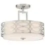 Kira Home Sienna 15'' 3-Light Semi Flush Mount Ceiling Light, White Fabric Shade + Glass Diffuser, Brushed Nickel Finish Kira Home Sienna 15'' 3-Light Semi Flush Mount Ceiling Light, White Fabric Shade + Glass Diffuser, Brushed Nickel Finish