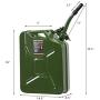 Goplus 20 Liter (5 Gallon) Jerry Fuel Can with Flexible Spout, Portable Jerry Can Fuel Tank Steel Fuel Can, Fuels Gasoline Cars, Trucks, Equipment (Army Green)