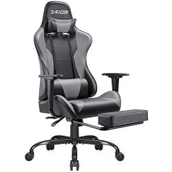 Homall Gaming Chair Computer Office Chair Ergonomic Desk Chair with Footrest Racing Executive Swivel Chair Adjustable Rolling Task Chair (Gray)