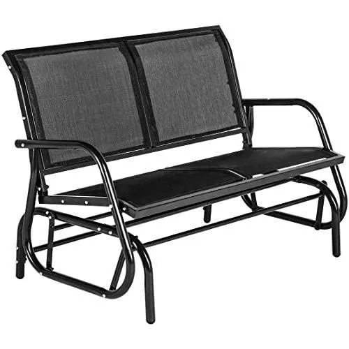 Esright 2 Seats Outdoor Swing Glider Loveseat Chair with Powder Coated Steel Frame, Garden Rocking Seating, Patio Bench for 2 Person, Black Esright 2 Seats Outdoor Swing Glider Loveseat Chair with Powder Coated Steel Frame, Garden Rocking Seating, Patio Bench for 2 Person, Black