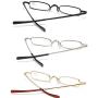 Small Reading Glasses Men Women 3 Pairs Slim Pocket Readers with Pen Metal Case Spring Hinge 3.5