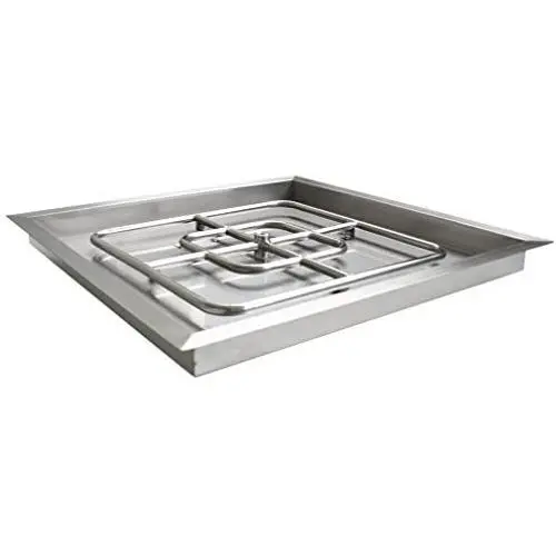 onlyfire Square Stainless Steel Drop-in Fire Pit Burner Ring and Pan Assembly, 18-Inch onlyfire Square Stainless Steel Drop-in Fire Pit Burner Ring and Pan Assembly, 18-Inch