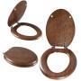 Angel Shield Durable Wood Veneer Natural Toilet Seat Metal Hinged Easy Clean Anti-scratch American Standard(Elongated,Dark Brown)