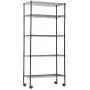 BestOffice 14''x30''x60'' Storage Shelves Heavy Duty Shelving 5 Tier Layer Wire Shelving Unit with Wheels Metal Wire Shelf Standing Garage Shelves Storage Rack,Adjustable NSF Certified(Black)