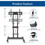 Rfiver Mobile TV Stand Rolling Cart with Tilt Mount/Locking Wheels for 37-80Inch Flat Screen/Curved TVs, Height Adjustable Floor Stand with Laptop Shelf, Portable Outdoor Display Trolley, Extra Tall