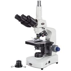 AmScope T340B-DK-LED Siedentopf Trinocular Compound Microscope, 40X-2000X Magnification, Brightfield/Darkfield, WF10x and WF20x Eyepieces, LED Illumination, Abbe Condenser, Double-Layer Mechanical Stage