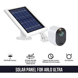 Wasserstein 2W 6V Solar Panel with 13.1ft/4m Cable Compatible with Arlo Ultra/Ultra 2, Arlo Pro 3/Pro 4, & Arlo Floodlight ONLY (2-Pack, White) (NOT Compatible with Arlo Essential Spotlight)