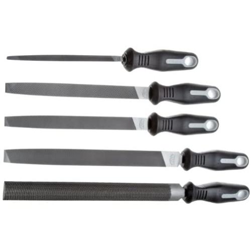 Nicholson 22040HNN 5 Piece Hand File Set with Ergonomic Handles, American Pattern, 6'' Length, (2)-8'' length, (2)-10'' length
