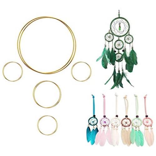 10 Pieces Metal Rings Hoops Macrame Ring for Dream Catchers and Crafts, 2 Inch, 3 Inch, 6 Inch (Gold)