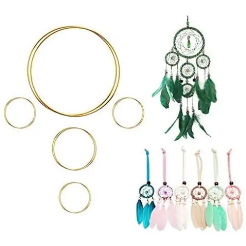 10 Pieces Metal Rings Hoops Macrame Ring for Dream Catchers and Crafts, 2 Inch, 3 Inch, 6 Inch (Gold) 10 Pieces Metal Rings Hoops Macrame Ring for Dream Catchers and Crafts, 2 Inch, 3 Inch, 6 Inch (Gold)