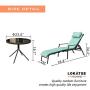 LOKATSE HOME 3 Pieces Outdoor Patio Chaise Lounges Chairs Set Adjustable with Folding Table, Light Blue Cushions