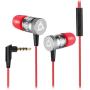 KLIM Fusion Earbuds with Microphone + Long-Lasting Wired Ear Buds - Innovative: in-Ear with Memory Foam + Earphones with Mic and 3.5mm Jack - New 2021 Version - Red