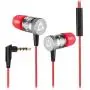 KLIM Fusion Earbuds with Microphone + Long-Lasting Wired Ear Buds - Innovative: in-Ear with Memory Foam + Earphones with Mic and 3.5mm Jack - New 2021 Version - Red