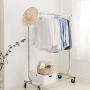 Camabel Clothing Garment Rack Heavy Duty Adjustable Rolling Moveable Commercial Grade Steel Extendable moveable hanging drying Organizer Chrome Storage Metal Shelf on with Wheels for Boxes Shoes