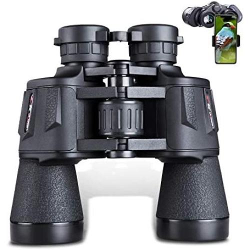 20x50 Binoculars for Adults with Smartphone Adaptor- 28mm Large Eyepiece HD Metal Frame Structure Binoculars for Bird Watching Hunting Hiking Sightseeing Travel Opera Concert Games