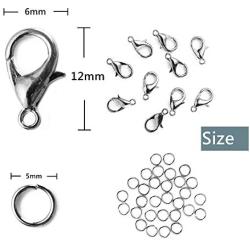 500Pcs Value Pack Alloy Lobster Claw Clasps Set，with Open Jump Rings，Necklace Fasteners Hook ，for Lanyard and Sewing Projects，Jewelry Making DIY Accessories (Metal Grey)