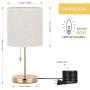 HAITRAL Bedside Table Lamp - Nightstand Lamp, Modern Desk Lamp for Bedroom, Office, College Dorm with Metal Base Fabric Lamp Shade - Gold