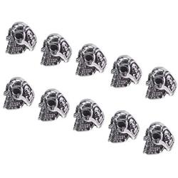 PH PandaHall 10pcs 8mm Large Hole Halloween Skull Bead Stainless Steel Spacer Beads Metal Beads Antique Silver European Beads for Necklace Bracelets Earrings Jewelry Making 15x11x14mm