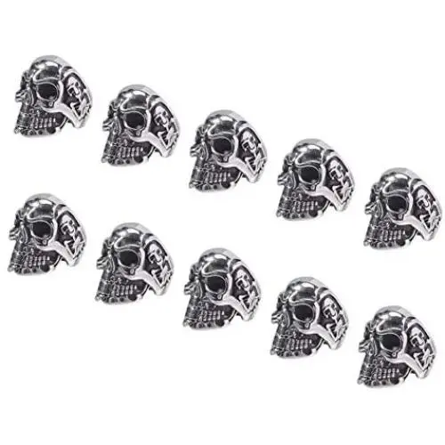 PH PandaHall 10pcs 8mm Large Hole Halloween Skull Bead Stainless Steel Spacer Beads Metal Beads Antique Silver European Beads for Necklace Bracelets Earrings Jewelry Making 15x11x14mm PH PandaHall 10pcs 8mm Large Hole Halloween Skull Bead Stainless Steel Spacer Beads Metal Beads Antique Silver European Beads for Necklace Bracelets Earrings Jewelry Making 15x11x14mm