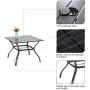 MFSTUDIO 5 Piece Black Metal Outdoor Patio Dining Furniture Set with 4 Swivel Chairs and 37'' Steel Frame Slat Larger Square Table with 1.57“ Umbrella Hole for Indoor and Outdoor, Black