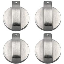 Gas Stove Knob, 4 PCS Metal 6mm Silver Gas Stove Control Knobs Adaptors Oven Switch Cooking Surface Control Locks