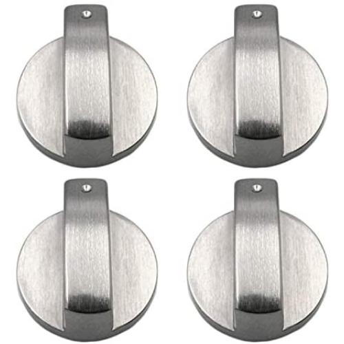 Gas Stove Knob, 4 PCS Metal 6mm Silver Gas Stove Control Knobs Adaptors Oven Switch Cooking Surface Control Locks