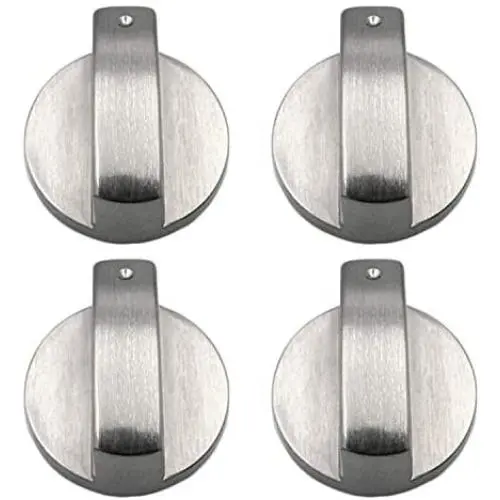 Gas Stove Knob, 4 PCS Metal 6mm Silver Gas Stove Control Knobs Adaptors Oven Switch Cooking Surface Control Locks