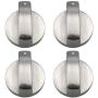 Gas Stove Knob, 4 PCS Metal 6mm Silver Gas Stove Control Knobs Adaptors Oven Switch Cooking Surface Control Locks