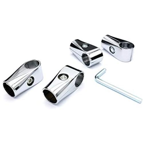 Castuvy 4Pcs Aluminum Alloy Silver 25 mm Round Pipe Joint Fixing Parts, Frame Display Stand Assembly Combination Drying Rack Connection Fastening Joint