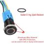 ESUPPORT 19mm 12V 5A Car Blue LED Light Angel Eye Metal Push Button Toggle Switch Socket Plug Latching Black Shell