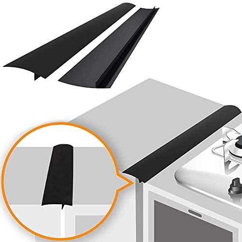 Lindas Silicone Stove Gap Covers (2 Pack), Heat Resistant Oven Gap Filler Seals Gaps Between Stovetop and Counter, Easy to Clean (21 Inches, Black)