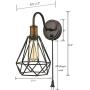 Dazhuan Polygon Metal Cage Wall Lights with On/Off Switch Plug-in Wall Sconce Set of 2