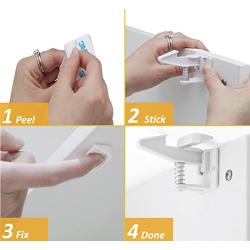 Child Cabinet Locks | Invisible Design Baby Proof Safety Locks for Cabinets | Easy Adhesive (3M) NO Tools Needed No Drilling Closet and Drawer Latches | 12 Pack! (White)