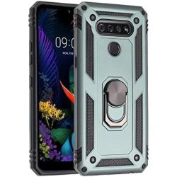 SWP for LG K51 Case,LG Reflect Case,LG Q51 Case,Dual Layer Shock-Absorption Armor Cover,Full-Body Protective Case with Metal Ring Holder Kickstand for LG K51 (Dark Green)