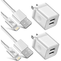 LUOSIKE iPhone Charger 10 ft Cable with Wall Plug (4 Pack), Dual USB Wall Charger Block with 2X10 Foot Long Charging Cord Compatible with iPhone 11/11 Pro/11 Pro Max/Xs/Xs Max/XR/X 8/7/6/6S Plus, iPad