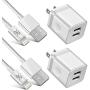 LUOSIKE iPhone Charger 10 ft Cable with Wall Plug (4 Pack), Dual USB Wall Charger Block with 2X10 Foot Long Charging Cord Compatible with iPhone 11/11 Pro/11 Pro Max/Xs/Xs Max/XR/X 8/7/6/6S Plus, iPad