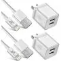 LUOSIKE iPhone Charger 10 ft Cable with Wall Plug (4 Pack), Dual USB Wall Charger Block with 2X10 Foot Long Charging Cord Compatible with iPhone 11/11 Pro/11 Pro Max/Xs/Xs Max/XR/X 8/7/6/6S Plus, iPad