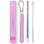 Flyby Portable Reusable Drinking Straws | Collapsible & Foldable Telescopic Stainless Steel Metal Straw Dispenser | Final Aluminum Case, Long Cleaning Brush, Silicone Tip | Pink Rainbow | 1-Pack