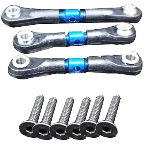 Facibom 3Pcs Metal Steering Tie Rod Link Rod for TT02 TT02T 1/10 RC Car Parts Accessories,Blue